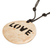 Coconut shell and lava stone pendant necklace, 'Have Love' - Love-Themed Coconut Shell and Lava Stone Pendant Necklace