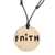 Coconut shell and lava stone pendant necklace, 'Stay Faithful' - Faith-Themed Coconut Shell and Lava Stone Pendant Necklace