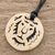 Coconut shell and lava stone pendant necklace, 'Lion Face' - Coconut Shell and Lava Stone Lion Pendant Necklace