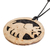 Coconut shell and lava stone pendant necklace, 'Triceratops' - Coconut Shell and Lava Stone Triceratops Pendant Necklace