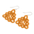 Hand-tatted dangle earrings, 'Petal Essence in Saffron' - Triangular Hand-Tatted Dangle Earrings in Saffron