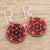 Ohrhänger aus recyceltem Holz - Sternmuster-Ohrringe aus recyceltem Holz in Rot