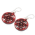 Recycled wood dangle earrings, 'Stellar Magic in Red' - Star Pattern Recycled Wood Dangle Earrings in Red