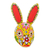 Wood mask, 'Floral Rabbit in Yellow' - Wood Floral Rabbit Mask in Yellow from Guatemala thumbail