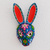 Wood mask, 'Floral Rabbit in Blue' - Wood Floral Rabbit Mask in Blue from Guatemala (image 2) thumbail
