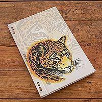 Recycled paper journal, 'Spotted Balam' (8 inch) - Jaguar-Themed Journal with Recycled Paper (8 in.)