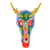 Wood mask, 'Floral Deer in Blue' - Floral Wood Deer Mask in Blue from Guatemala (image 2a) thumbail