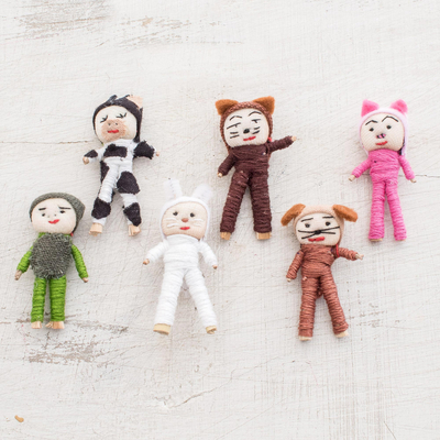 Cotton decorative dolls, Quitapenas Amigos (set of 6)