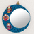 Cotton wall mirror, 'Quitapenas Moon' - Crescent-Shaped Cotton Wall Mirror with Worry Dolls