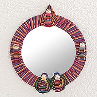 Cotton wall mirror, 'Quitapenas Reflection'