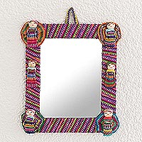 Cotton wall mirror, 'Quitapenas Rectangle'