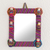 Cotton wall mirror, 'Quitapenas Rectangle' - Rectangular Cotton Wall Mirror with Worry Dolls (image 2) thumbail