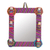 Cotton wall mirror, 'Quitapenas Rectangle' - Rectangular Cotton Wall Mirror with Worry Dolls thumbail
