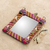 Cotton wall mirror, 'Quitapenas Rectangle' - Rectangular Cotton Wall Mirror with Worry Dolls (image 2b) thumbail
