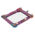 Cotton wall mirror, 'Quitapenas Rectangle' - Rectangular Cotton Wall Mirror with Worry Dolls (image 2c) thumbail