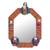 Cotton wall mirror, 'Quitapenas Octagon' - Octagonal Cotton Wall Mirror with Worry Dolls from Guatemala thumbail