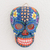 Wood mask, 'Life and Happiness' - Hand-Painted Blue Floral Wood Skull Mask from Guatemala (image 2) thumbail