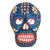 Wood mask, 'Life and Happiness' - Hand-Painted Blue Floral Wood Skull Mask from Guatemala thumbail