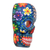 Wood mask, 'Life and Happiness' - Hand-Painted Blue Floral Wood Skull Mask from Guatemala (image 2c) thumbail