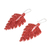 Ceramic beaded dangle earrings, 'Elegant Wind in Chili' - Leaf-Shaped Ceramic Beaded Dangle Earrings in Chili (image 2c) thumbail
