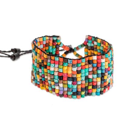 Colorful Ceramic Beaded Wristband Bracelet from Guatemala