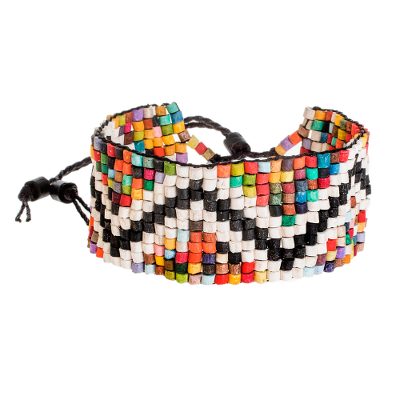 Zigzag Motif Ceramic Beaded Wristband Bracelet