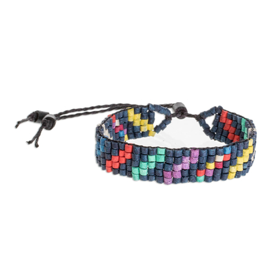 Ceramic Beaded Wristband Bracelet in Blue and Multicolor
