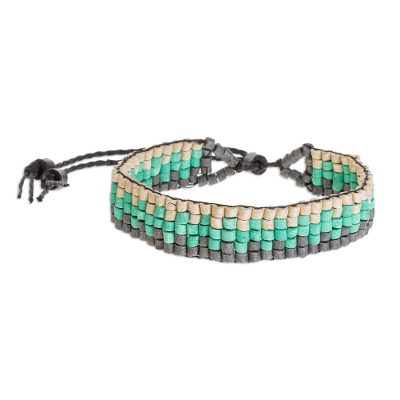 Wave Motif Ceramic Beaded Wristband Bracelet from Guatemala