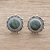 Jade button earrings, 'Antigua Sun' - Dark Green Jade Button Earrings from Guatemala (image 2) thumbail