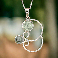 Jade pendant necklace, 'Maya Treasures' - Swirl Pattern Jade Pendant Necklace from Guatemala