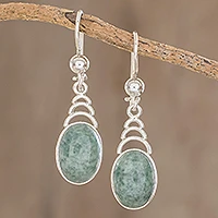 Pendientes colgantes de jade - Aretes colgantes de jade verde manzana con motivo de arco de Guatemala