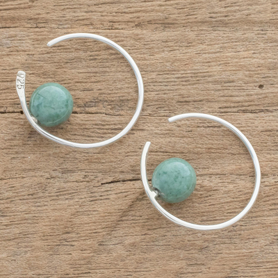 Jade half-hoop earrings, 'Jade Silhouette' - Round Jade Half-Hoop Earrings from Guatemala