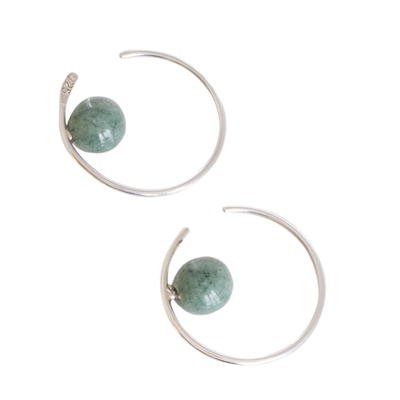 Jade-Halbkreis-Ohrringe, 'Jade-Silhouette'. - Runde Jade-Halbhoop-Ohrringe aus Guatemala
