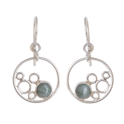 Jade dangle earrings, 'Form and Color' - Circle Motif Jade Dangle Earrings from Guatemala
