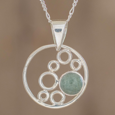 Jade pendant necklace, 'Form and Color' - Circle Motif Jade Pendant Necklace from Guatemala