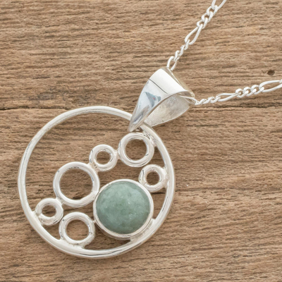 Jade pendant necklace, 'Form and Color' - Circle Motif Jade Pendant Necklace from Guatemala