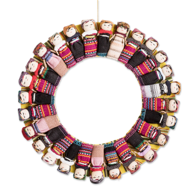 Cotton Worry Doll Wreath from Guatemala