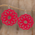 Hand-tatted dangle earrings, 'Floral Roulette in Poppy' - Circle Motif Hand-Tatted Dangle Earrings in Poppy
