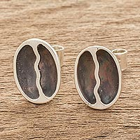 Featured review for Sterling silver stud earrings, Raining Coffee