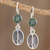 Pendientes colgantes de jade - Aretes colgantes de café de plata esterlina y jade