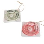 Ceramic ornaments, 'Multicolored Baskets' (set of 4) - Assorted Color Ceramic Ornaments from Guatemala (Set of 4)