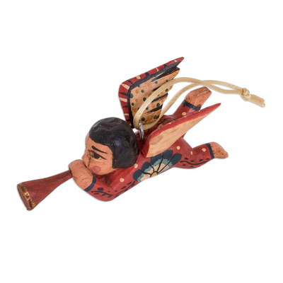 Wood ornaments, 'Angelic Announcement' (set of 4) - Pinewood Angel Ornaments from Guatemala (Set of 4)