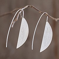 Sterling silver drop earrings, 'Subtle Nature' - Modern Sterling Silver Drop Earrings from Guatemala