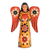 Wood sculpture, 'Offering Peace' - Floral Wood Angel Sculpture Holding a Heart from Guatemala (image 2a) thumbail