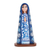 Wood decorative accent, 'Love Unconditional' - Floral Wood Mother Mary Decorative Accent in Blue