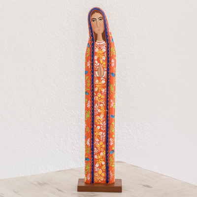 Acento decorativo de madera, 'Modelo de la Fe' - Acento decorativo de la Madre María de madera floral multicolor