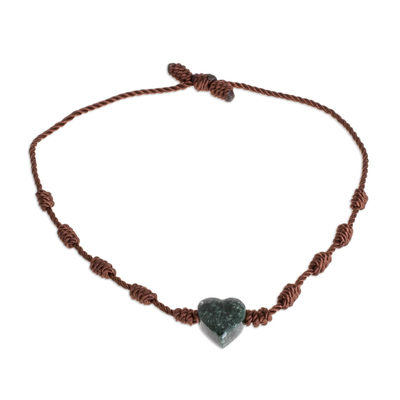 Jade-Anhänger-Armband - Natürliches Jade-Herz-Anhänger-Armband aus Guatemala
