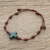 Jade pendant bracelet, 'Knot Cross' - Natural Jade Cross Pendant Bracelet from Guatemala thumbail