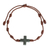 Jade pendant bracelet, 'Knot Cross' - Natural Jade Cross Pendant Bracelet from Guatemala