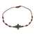 Jade pendant bracelet, 'Knot Cross' - Natural Jade Cross Pendant Bracelet from Guatemala
